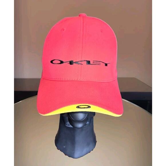 NWT Vintage Y2K Oakley NEW Red Bark Stretch Flex Fit Hat O Logo Cap L/XL - Picture 1 of 12